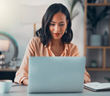 Woman working on laptop