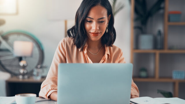 Woman working on laptop
