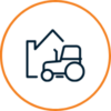 House icon with tractor inside.